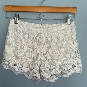 comfy shorts with white lace